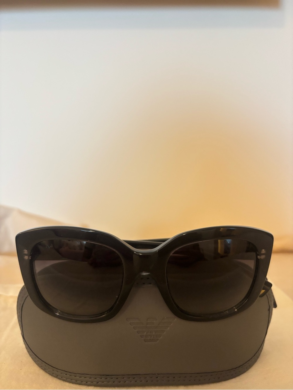Emporio Armani Women's Black Oversized Square Sunglasses
